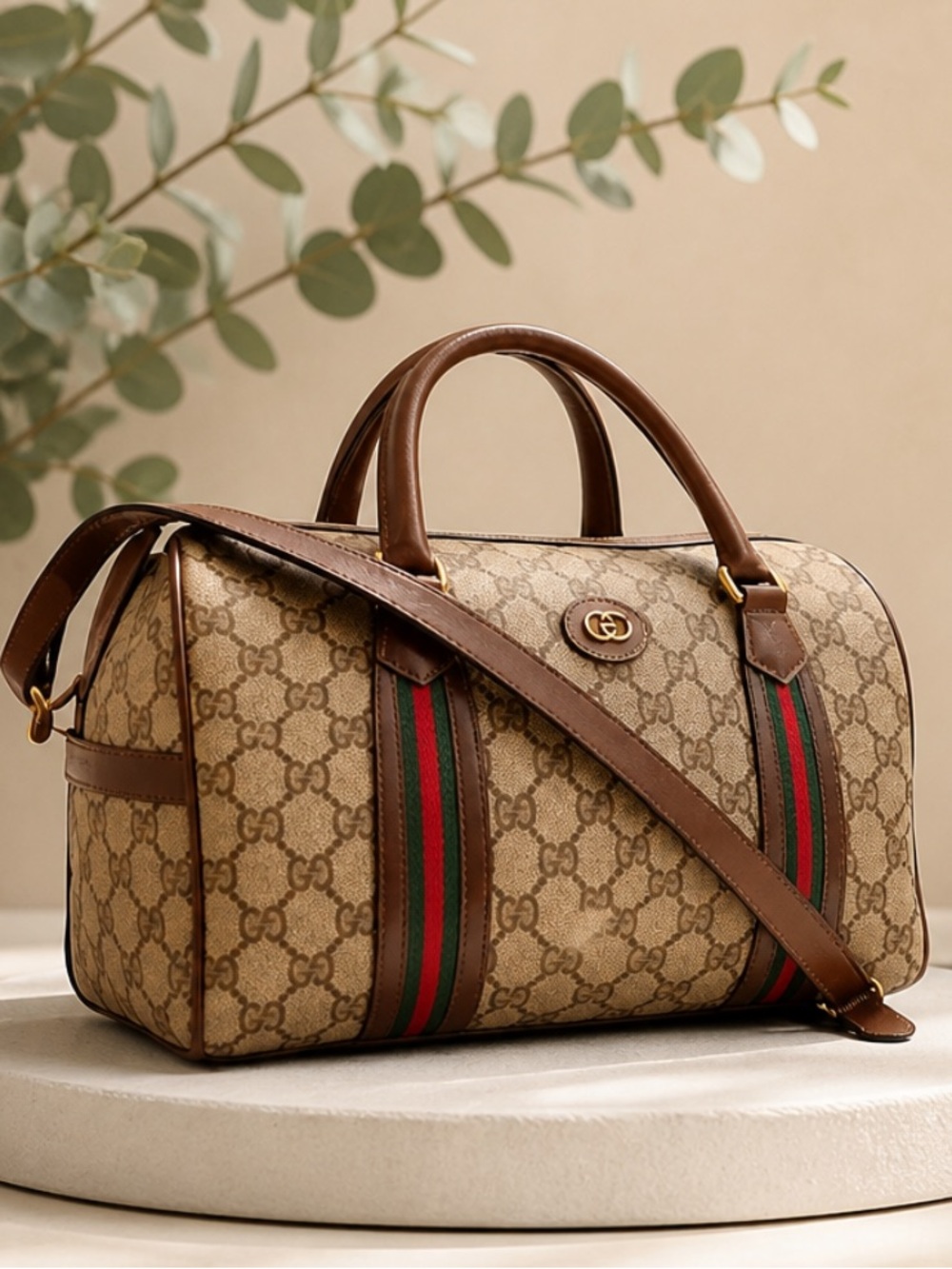 Authentic Gucci Boston Sherry Line Handbag/Shoulder Bag.